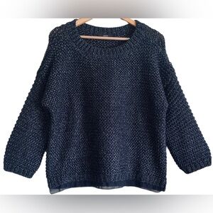 STEFFEN SCHRAUT Women’s Black Metallic Chunky Knit Pullover Sweater 40/L/XL